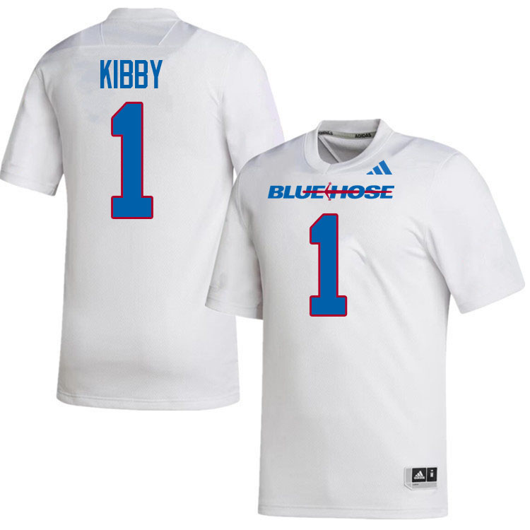 Presbyterian Blue Hose #1 Dominic Kibby College Football Jerseys,Uniforms-White